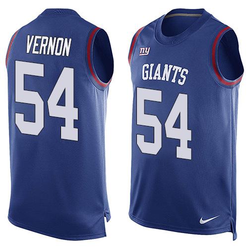 Nike Giants #54 Olivier Vernon Royal Blue Team Color Men's Stitched NFL Limited Tank Top Jersey - Click Image to Close